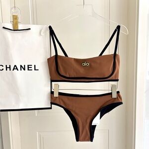 alo yoga Coffee Contrast Trim Bikini Set